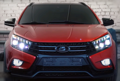Блок-фара в стиле AUDI Q8 с двумя Bi-LED для LADA VESTA, SW, SW CROSS