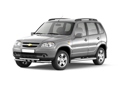 Защита порогов с алюминиевой фигурной площадкой (НПС) Chevrolet NIVA