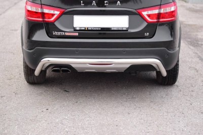 Защита заднего бампера 51мм (нержавеющая сталь) на LADA VESTA SW CROSS