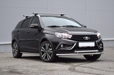 Защита переднего бампера двойная 51/51мм на LADA VESTA SW CROSS 2017