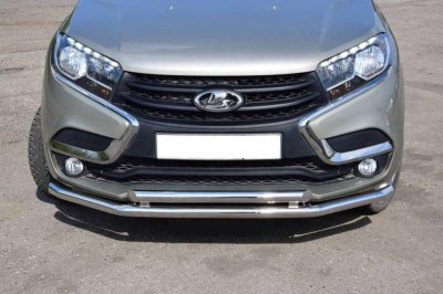 Защита переднего бампера двойная 51/51 мм.(НПС) на LADA XRAY (Лада Х-Рей)