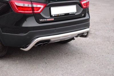 Защита заднего бампера 51мм (нержавеющая сталь) на LADA VESTA SW CROSS