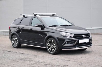 Защита порогов прямая 51мм. (нержавеющая сталь) на LADA VESTA SW CROSS 
