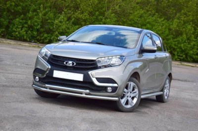 Защита переднего бампера двойная 51/51мм ИЗ НЕРЖ СТАЛИ  LADA XRAY (ЛАДА Х-РЕЙ) 2016