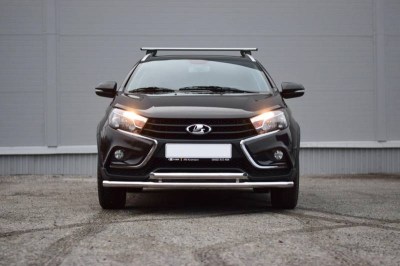 Защита переднего бампера двойная 51/51мм на LADA VESTA SW CROSS 2017