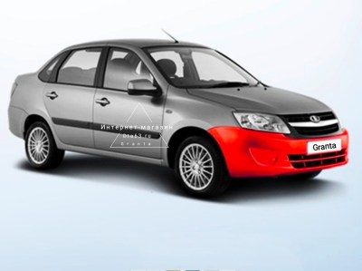 Бампер передний с заглушками на LADA GRANTA ВАЗ-2190 в цвет