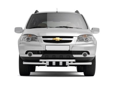 Защита переднего бампера двойная с зубьями для CHEVROLET NIVA