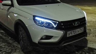 Тюнинг фара с линзами и LED ДХО для Лада Веста