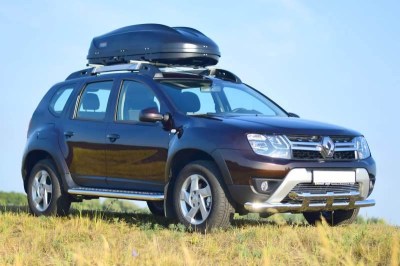 Защита порогов с алюм. площадкой 51 мм «Эстонец» (НПС) на Renault Duster