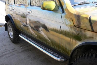 Защита порогов с алюм.площадкой 51 мм (НПС) LADA 4x4 2121, 4х4 Urban 